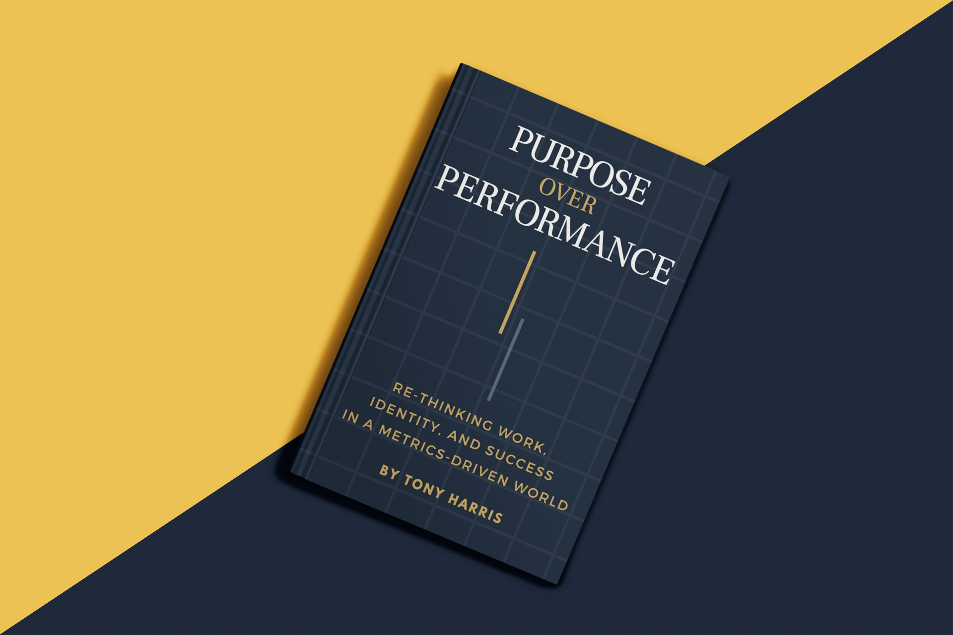 Purpose Over Performance book over two color background